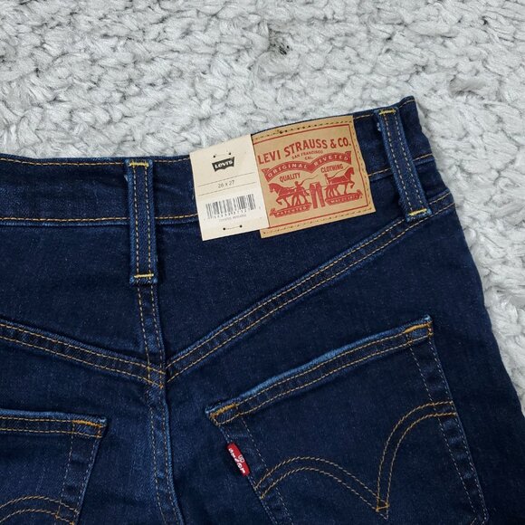 Levi's Ribcage Straight Ankle Stretch Jeans Dark Wash Blue Size 26x27 Ripped - Picture 4 of 9